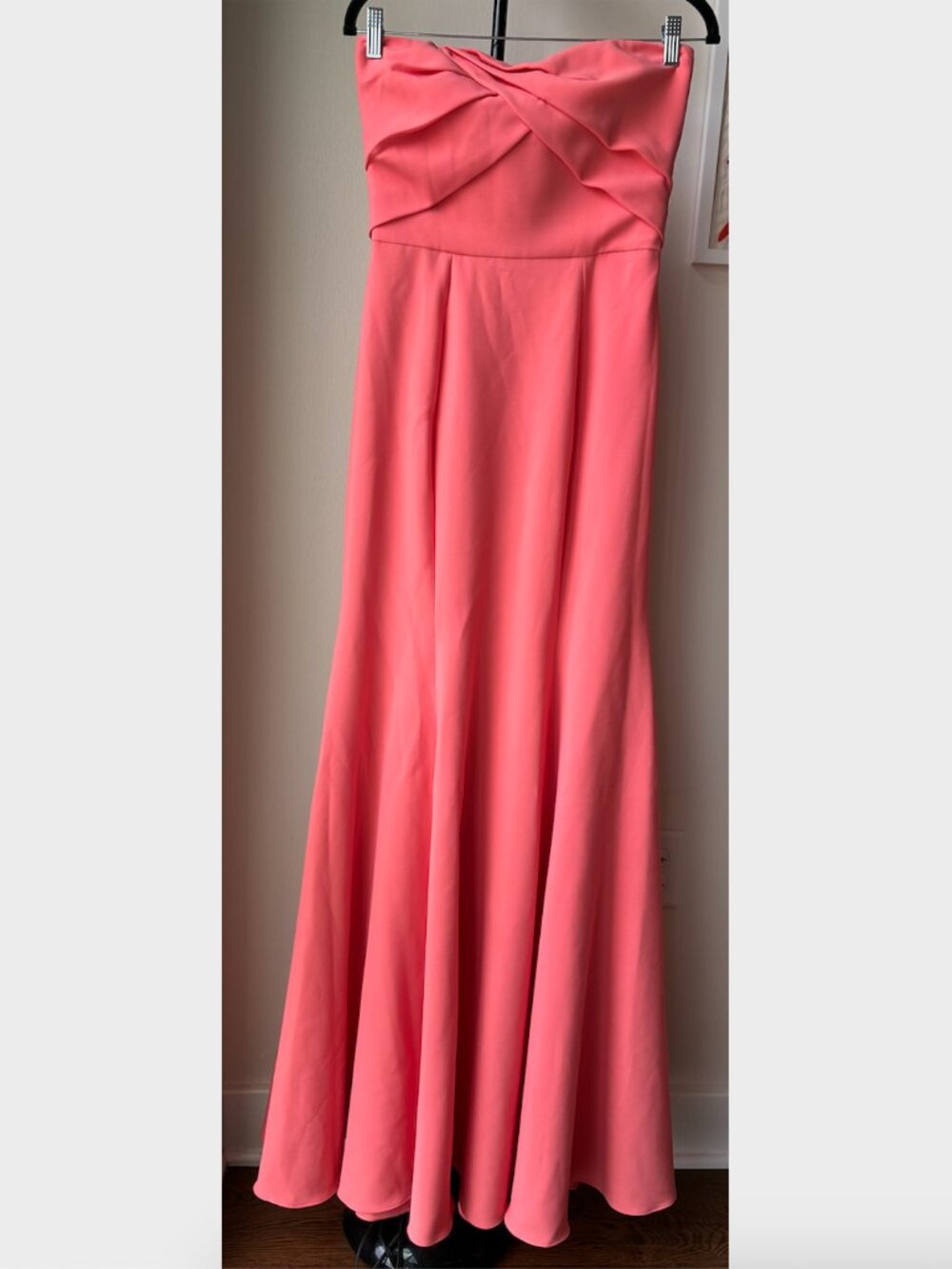 Marchesa Notte NWT Coral Strapless Maxi Dress w/ Twist Crossover Bodice - Size 4